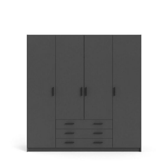 ebuy24 Kleiderschrank Spell Kleiderschrank B183 cm 4 Türen und 3 Schubla