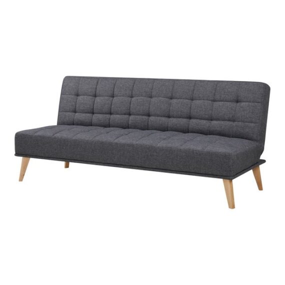 en.casa Schlafsofa, "Pukkila" 3-Sitzer Sofa mit Bettfunktion Textil Dunkelgrau