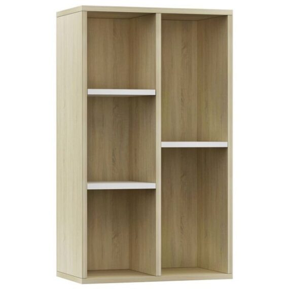 furnicato Bücherregal Bücherregal/Sideboard Weiß Sonoma-Eiche 50x25x80 cm, 1-tlg.