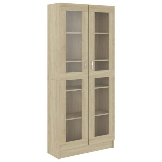 furnicato Bücherregal Vitrinenschrank Sonoma-Eiche 82,5x30,5x185,5 cm Holzwerkstoff, 1-tlg.