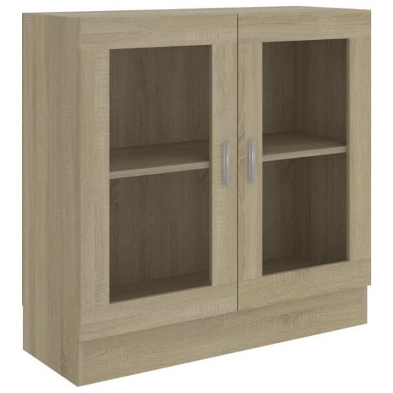 furnicato Bücherregal Vitrinenschrank Sonoma-Eiche 82,5x30,5x80 cm Holzwerkstoff, 1-tlg.