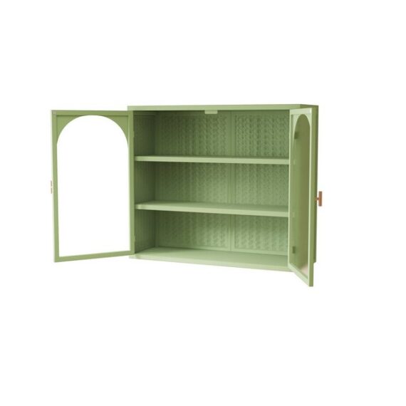 MODFU Hängeschrank 70 cm Wandhängender Hängevitrine (Aktenschrank Wandschrank Stauraumschrank mit gewebtem Muster, 2 Türen und 3 Ablagen, Ideal für Wohnzimmer, Badezimmer und Esszimmer - Modernes Design) Tragkraft: 5 kg pro Ebene