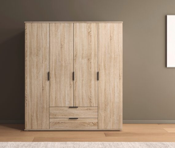 rauch Drehtürenschrank "Kleiderschrank Schrank Garderobe Wäscheschrank ESSEA in 2 Breiten", mit 2 Schubladen, in schlichtem Design, moderne Griffe MADE IN GERMANY