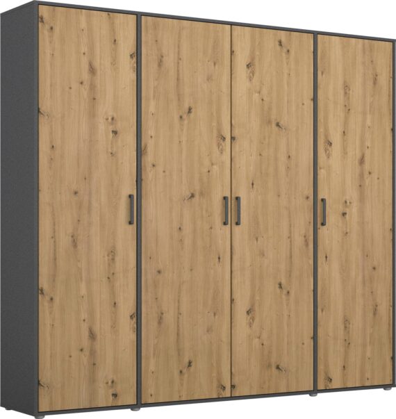 rauch Drehtürenschrank "Kleiderschrank Schrank Garderobe Wäscheschrank TOPSELLER VOYAGER", mit modernen Griffen in Graumetallic, viel Stauraum MADE IN GERMANY