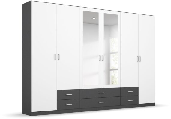 rauch Kleiderschrank "Schrank Garderobe Wäscheschrank GAMMA in 3 Breiten", viel Stauraum mit 6 Schubladen, mit Spiegel TOPSELLER MADE IN GERMANY