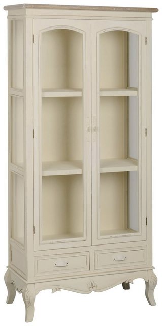 99rooms Vitrine Rimini Pappel Creme (Standvitrine, Glasvitrine) aus Massivholz, Glaselemente, mit Schubladen, Landhausstil