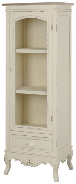 99rooms Vitrine Rimini Pappel Creme (Standvitrine) aus Massivholz, viel Stauraum, mit Schublade, Landhausstil