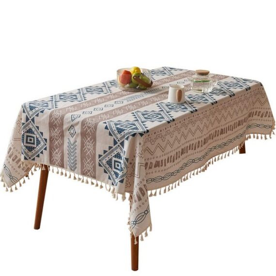 AUKUU Tischdecke Bohemian Tischdecke Druck Quaste Spitze Couchtisch Tischdecke, Rechteckige Tischdecke