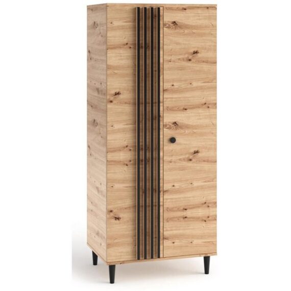 Beautysofa Garderobenschrank L10 (zweitürig Garderobe mit Lamellen,mit Kleiderstange)