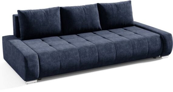 Beautysofa Schlafsofa Draco, mit Schlaffunktion, Bettkasten, Freistehendes, 3 Sitzer Polstersofa, aus Velours, modern