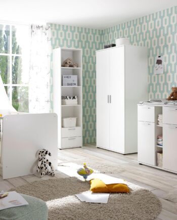 Begabino Babyzimmer-Komplettset „Bibo“, (Set, 3 tlg., Bett, Wickelkommode, Schrank), Bett + Wickelkommode + 2-trg. Schrank