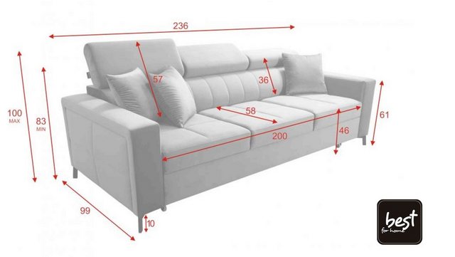 Best for Home Schlafsofa SIMON für das Wohnzimmer, Gästezimmer, mit Relaxfunktion