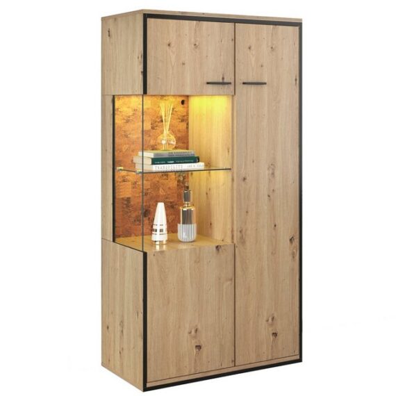 BlingBin Vitrine Moderne Vitrine mit LED-Beleuchtung Standvitrine (1-St., LED-Beleuchtung in 15 Farbvarianten, großer Stauraum) 78 B x 40 T x 150 H(cm),Vorverkauf