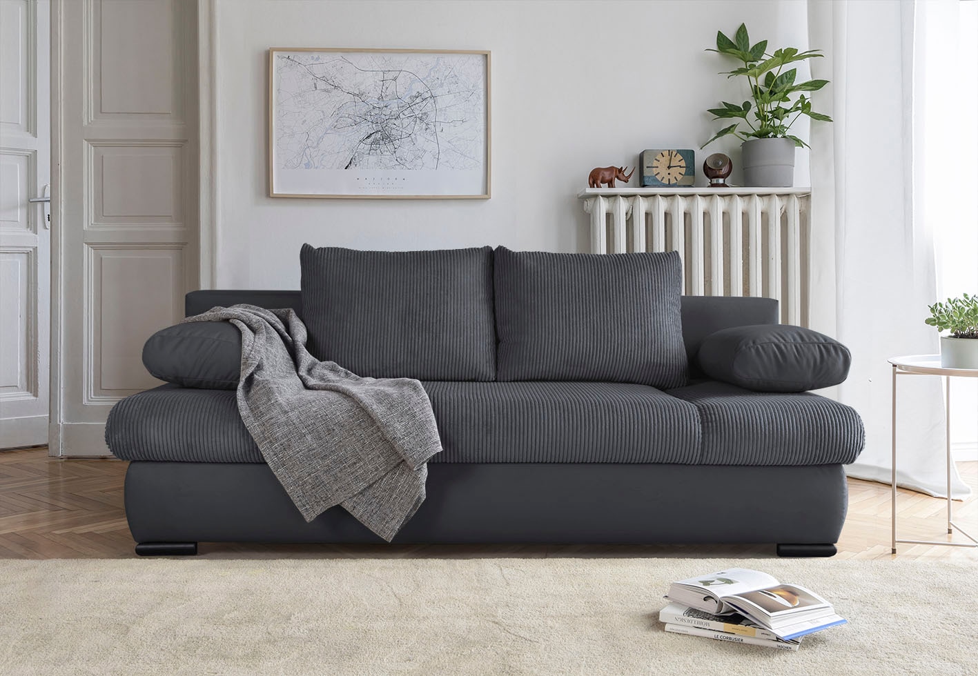 COLLECTION AB Schlafsofa „Chicago“, mit Bettfunktion und Bettkasten, im Cord-Samt Mix