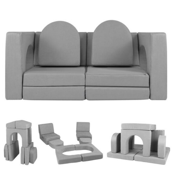 COSTWAY Kindersofa, 8-teilig Modulares Spielsofa aus Schaumstoff