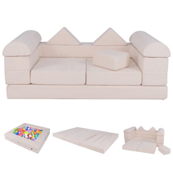 COSTWAY Kindersofa, 9 Teile, 9-teiliges Modulares Spielsofa aus Schaumstoff