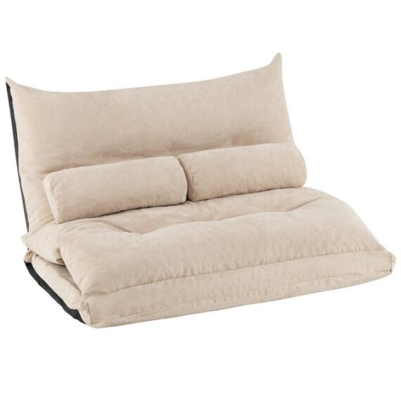 COSTWAY Sofa Bodensofa, verstellbare Rückenlehne, 3in1 Schlafsofa mit Kissen