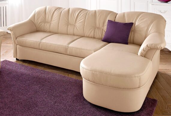 DOMO collection Ecksofa "Flores Schlafsofa, B/T/H: 233/142/86 cm, L-Form", wahlweise mit Bettfunktion, wahlweise mit Federkern, auch in Leder