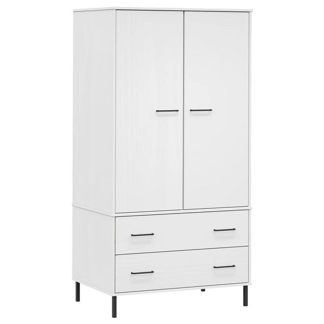 DOTMALL Kleiderschrank Kleiderschrank OSLO Metallbeine Weiß 90x55x172,5 cm Massivholz