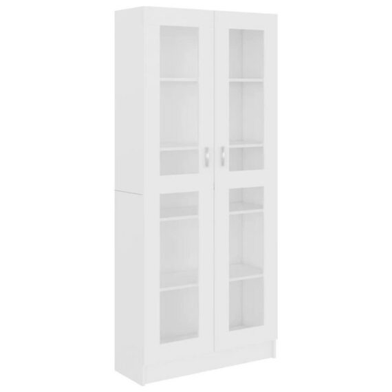 DOTMALL Stauraumschrank Vitrinenschrank Weiß 82,5x30,5x185,5 cm Holzwerkstoff