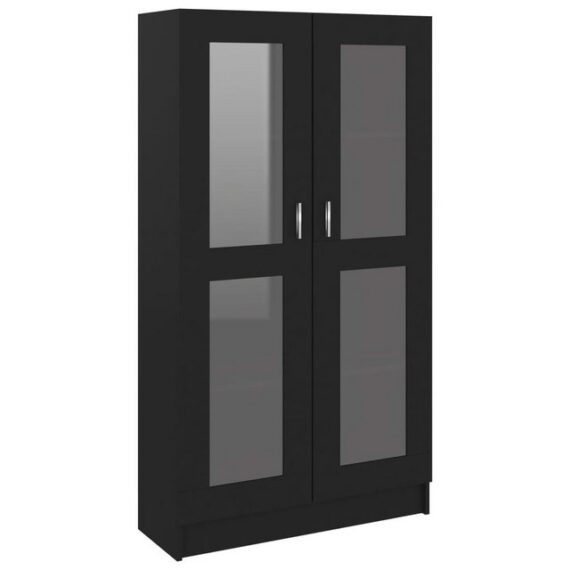 DOTMALL Stauraumvitrine Vitrinenschrank Schwarz 82,5x30,5x150 cm Holzwerkstoff