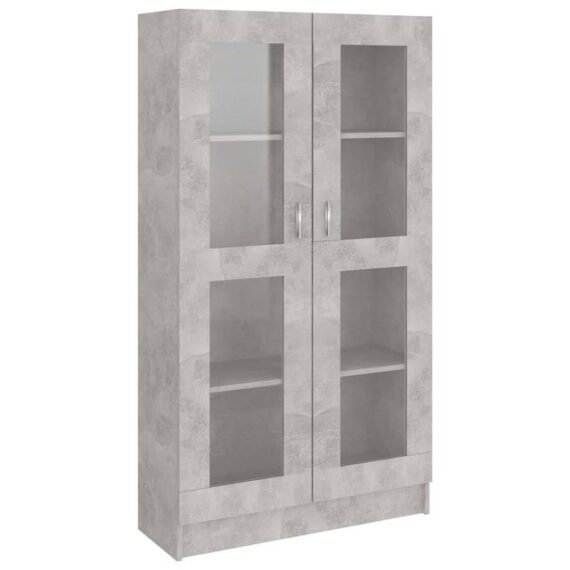 DOTMALL Vitrine Vitrinenschrank Betongrau 82,5x30,5x150 cm Holzwerkstoff