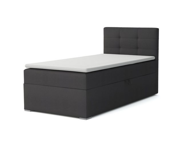 Deine Möbel 24 Boxspringbett FLO Boxbett Einzelbett Polsterbett Jugendbett (Beige Hellgrau Grau Anthrazit Schwarz, 2-St., Bonellfederkernmatratze H3 Taschenfederkernmatratze H4), 90×200 100×200 Veloursstoff