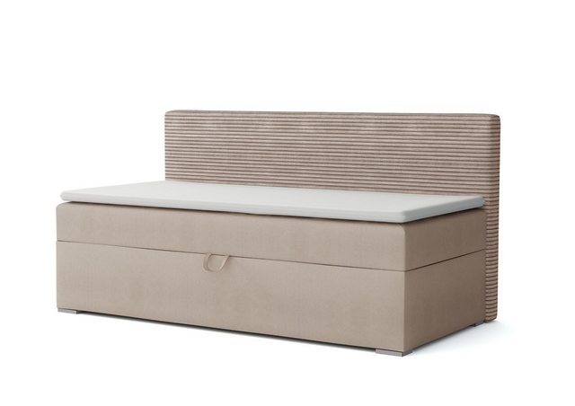 Deine Möbel 24 Boxspringbett MATI Daybett Tagesbett Schlafsofa Couch Jugendsofa Stauraumbett (mit Schlaffunktion Bettkasten Einzelbett Jugendsofa Matratze H3 H4, 3-St., mit Schlaffunktion und Bettkasten Stauraumbett Jugendsofa), 90×200 100×200 Schwarz Grau Rosa Beige Anthrazit