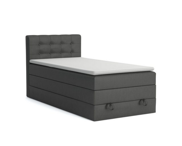 Deine Möbel 24 Boxspringbett JUNG 1 Polsterbett Komplettbett Hotelbett inkl. Topper (für Jugendliche Jugendbett Hellgrau Grau Anthrazit Schwarz Beige, 3-St., Bonellfederkernmatratze H3 Taschenfederkernmatratze H4), 90×200 100×200 120 cm Einzelbett Boxspring Hotelbett Veloursstoff