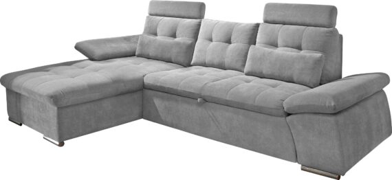 ED EXCITING DESIGN Ecksofa "Nalo L-Form", mit Bettfunktion, Kopfstützen, Nierenkissen, Armteilverstellung