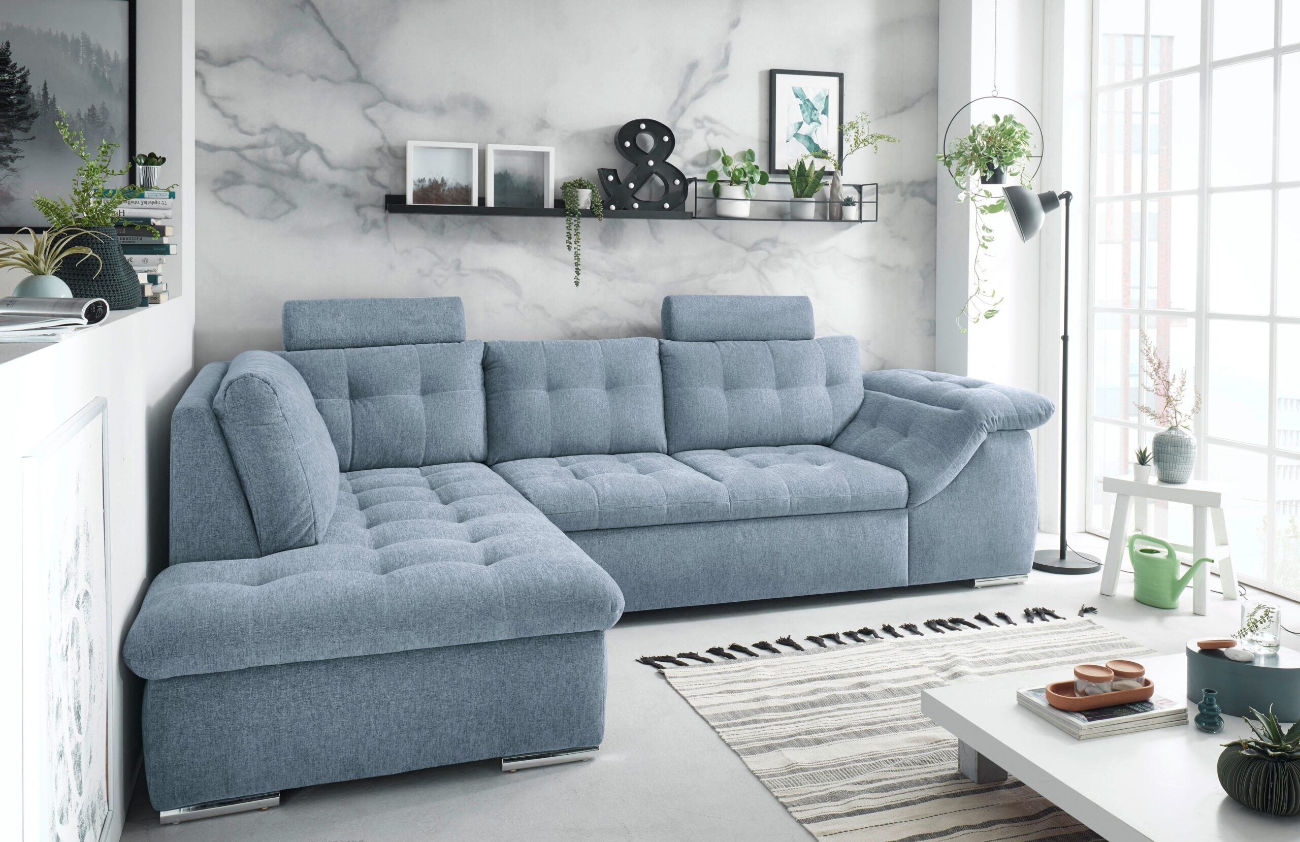 ED EXCITING DESIGN Ecksofa Oman, mit Bettfunktion, Bettkasten, Armteilverstellung und Kopfstützen