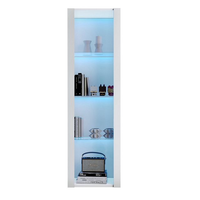 EXTSUD Vitrine Weiße Hochglanz-Vitrine mit LED-Beleuchtung, 3 Glasböden, 55*38*166 cm