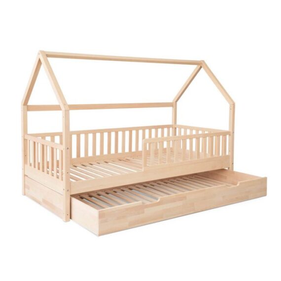 Ehrenkind Hausbett aus massiver Buche in verschiedenen Größen, FSC zertifiziert (Montessori Kinderbett, Jugendbett aus massivem und nachhaltigem Buchenholz, 90x200), höhenverstellbar