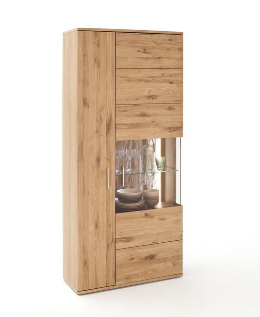 Empinio24 Vitrine Santa Fe Breite 90 cm, Eiche teilmassiv bianco, mit 2 Türen