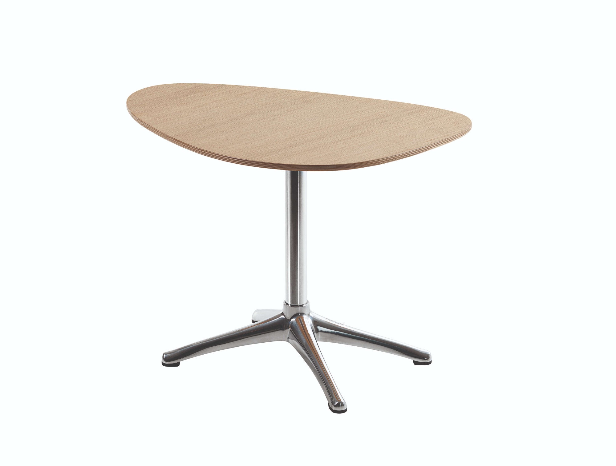 FLEXLUX Beistelltisch „Nachttisch, Sofatisch, Kaffeetisch, Couchtisch, Nierenform,“, Walnuss oder Eiche Furnier, Fuß Alufarbig oder Schwarz, Höhe 45 cm