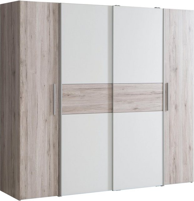 FORTE Kleiderschrank Kalixtus, OTTOs Choice, TOPSELLER, Made in Europe (B/H/T ca. 200x190x60 cm, 2 Schiebetüren, 2 Drehtüren, 8 Einlegeböden) Kombination aus Dreh- und Schwebetüren, mehrere Farben