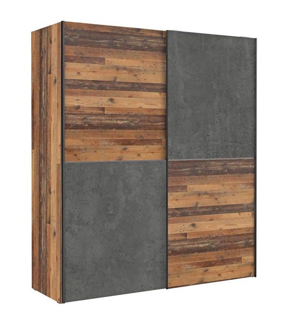 FORTE Kleiderschrank Schwebetürenschrank Kleiderschrank DEDERIK 170×190 cm Old Wood Vintage