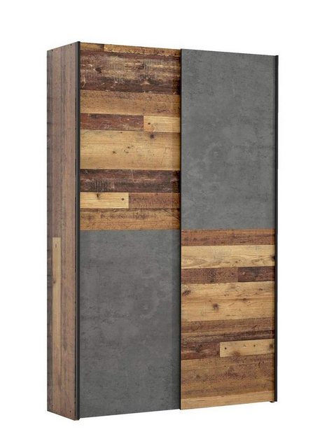 FORTE Mehrzweckschrank Kleiderschrank Mehrzweckschrank OZZULA Old Wood Vintage und Beton