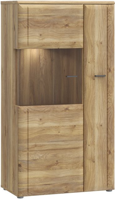 FORTE Vitrine Akinori Highboardvitrine, Glastüre, Soft Close, MDF Front