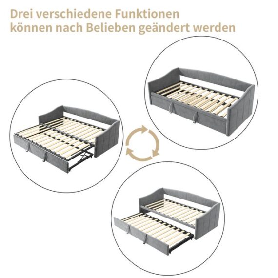 FUROKOY Schlafsofa Polsterbett Ausziehbares Schlafsofa 90/180x200 cm mit Lattenrosten, mit Relaxfunktion