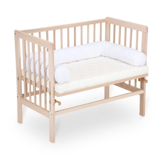 FabiMax Beistellbett Babybett Basic Natur, 90 x 55 cm große Liegefläche, aus Buchenholz, naturbelassen