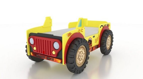 Faizee Möbel Kinderbett Monster Truck Kinderzimmerbett Hochwertiges MDF Bett 207x116x90