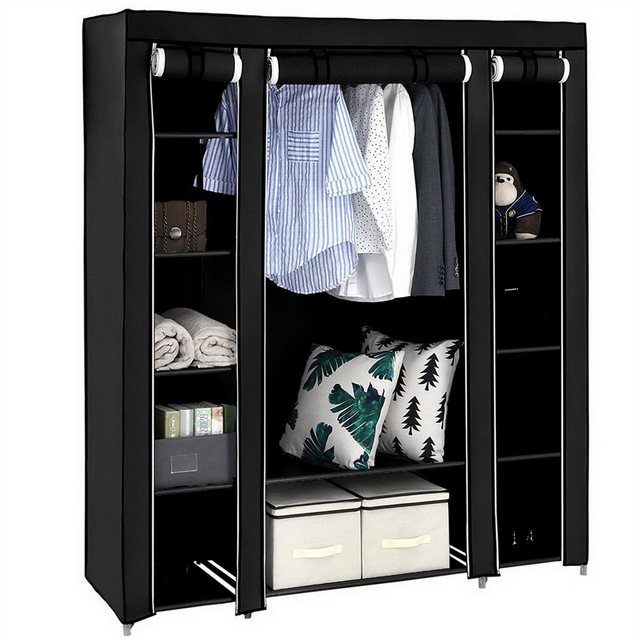 Fine Life Pro Stoffschrank 69″ Tragbarer Kleiderschrank – Garderoben – (Lagerorganisator aus Vliesstoff, schnell und einfach zu montieren) besonders stark und dauerhaft in Schwarz