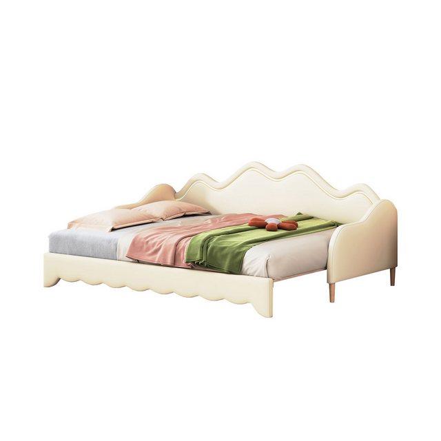 Flieks Daybett, LED Tagesbett Polsterbett Schlafsofa 90x190cm/180x190cm Kunstleder