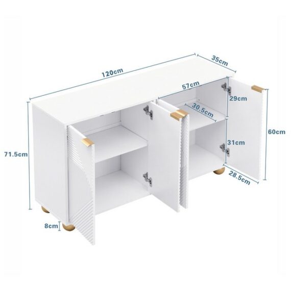 Furnishings Home Beistellschrank Sideboard Schließfach mit 4 Türen und 4 Ablagefächern (Set, 1er Set)