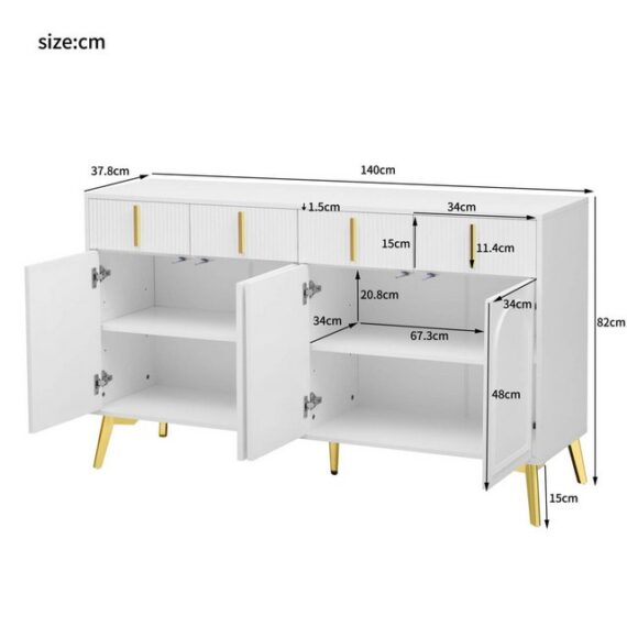 Furnishings Home Beistellschrank Weißer / Schwarzer Spind (Set, Schrank + 4 Schubladen + 4 Fächer)