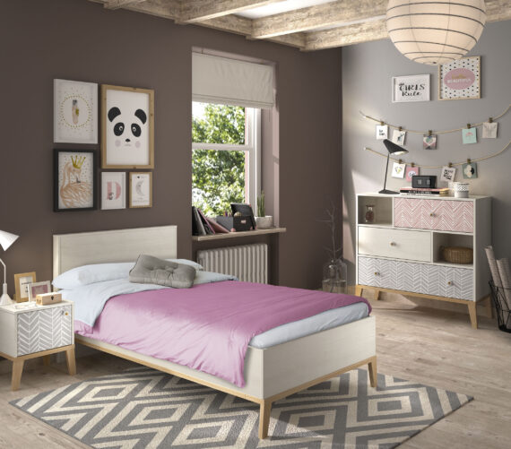 Gami Jugendzimmer-Set "Alika", (Set, 3 tlg., Bett, Nachttisch, Kommode)