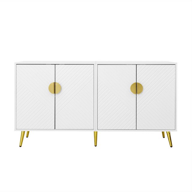 Gotagee Beistellschrank Sideboard Wohnzimmerschrank Schließfach Eckschrank für Flur 140x40x75cm mit verstellbarem Regal Schrägstreifen-Design