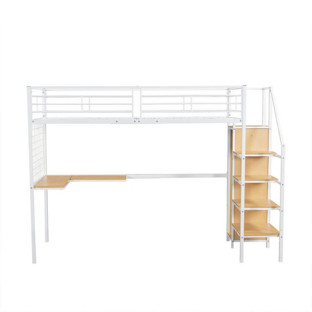 Gotagee Etagenbett Eisenbett Hochbett 90x200cm Kleiderschrank Seitenleiter flaches Bett