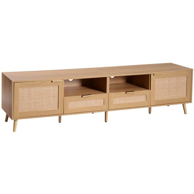 Gotagee TV-Schrank Rattan TV-Konsolentisch TV-Möbel echtem Rattandesign Fernsehtisch